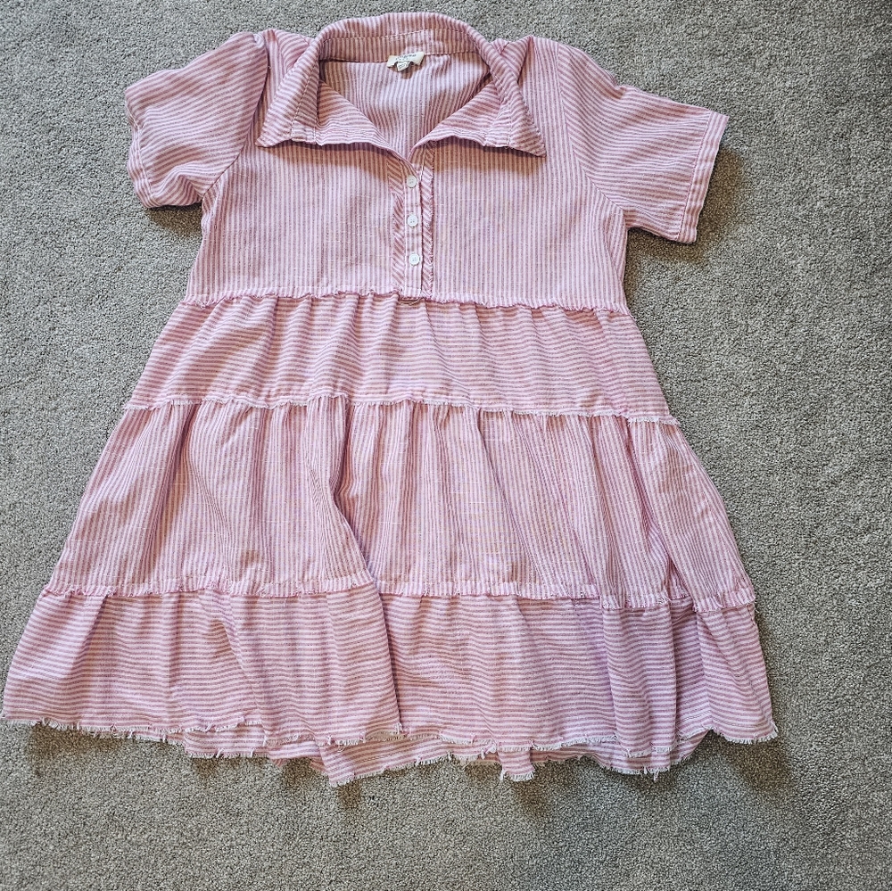 Umgee Pink Striped Tiered Dress - Picture 14 of 16